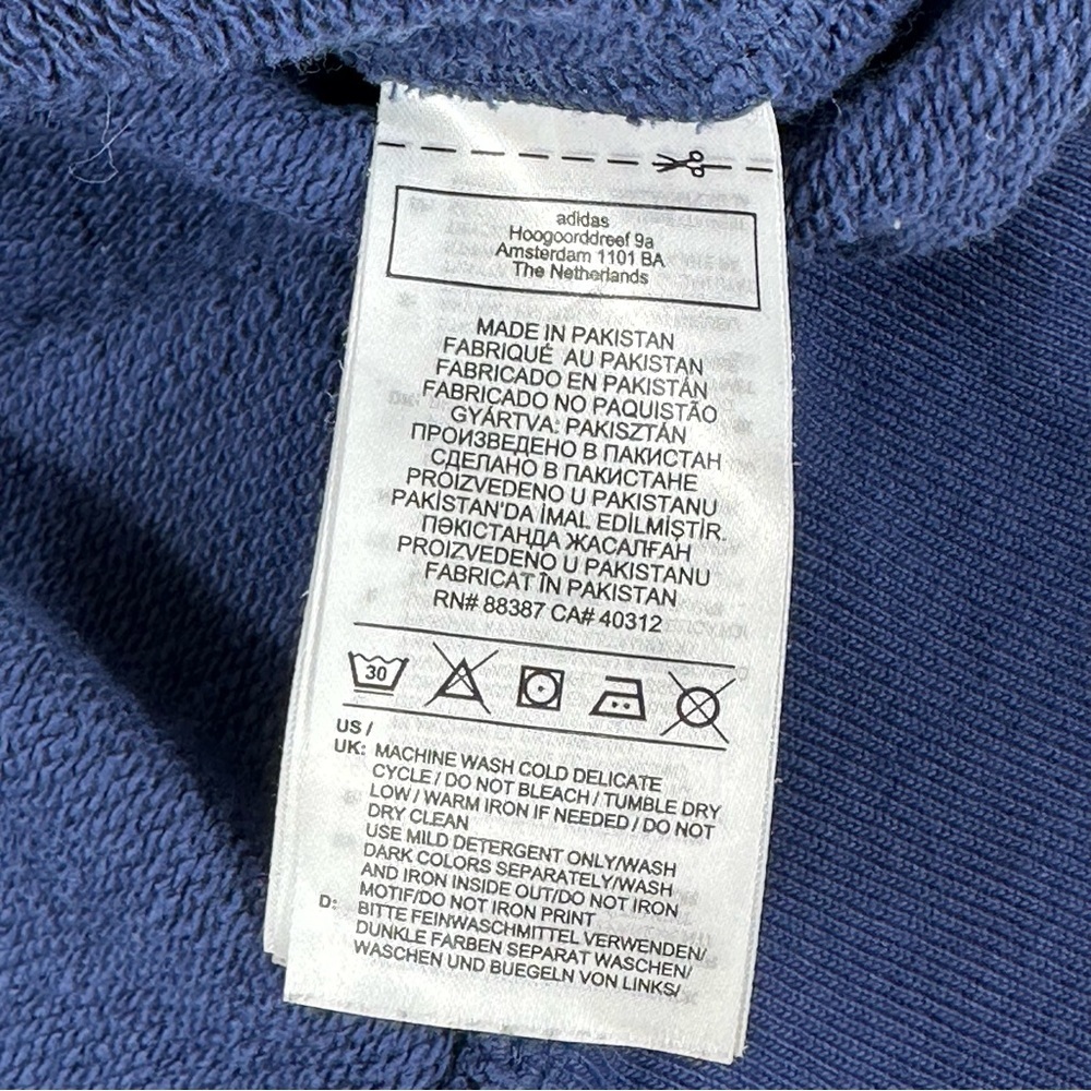 ADIDAS sweatshirt BLUE and WHITE long sleeve pullover crewneck athletic wear M - Picture 3 of 7